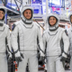 The four members of the SpaceX Crew-5 mission pose for a portrait in their Crew Dragon flight suits at SpaceX headquarters in Hawthorne, California.